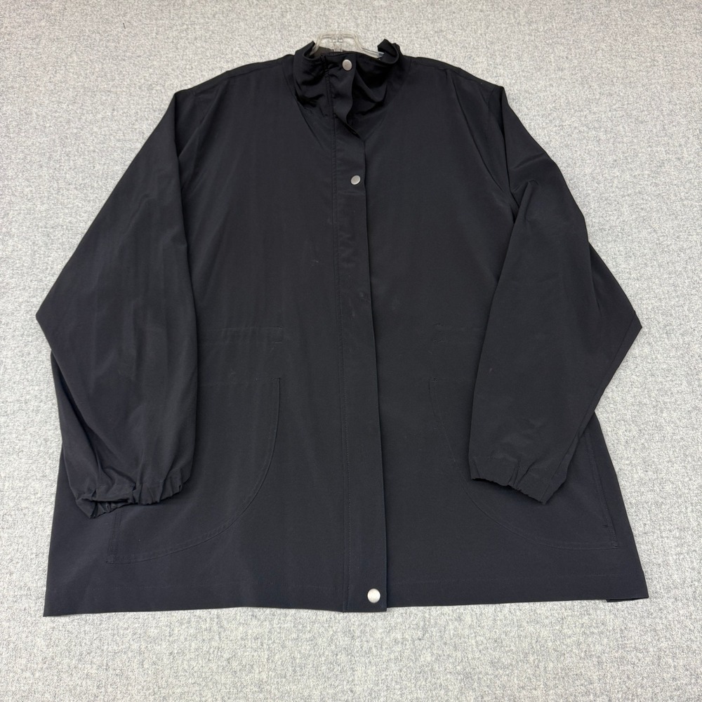 Lane Bryant Jacket Size 26/28 Black Lightweight Mock Neck Snap Zip Front Pockets
